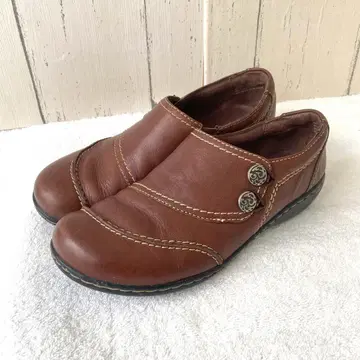 Clarks 클락스 가죽 신발 플레인토 브라운 사이드 고어 23.5