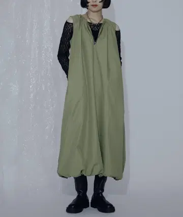 프론트 지퍼 벌룬 원피스