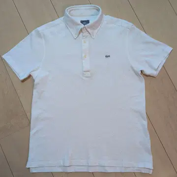 LACOSTE 라코스테 남성용 화이트 반팔 피케 셔츠 사이즈 4