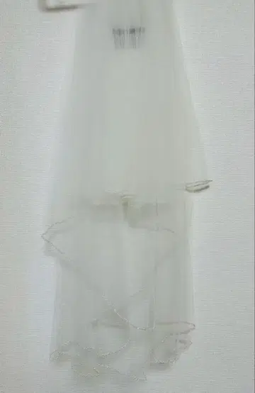 타카미 브라이덜 화이트 웨딩 베일 비즈 빗 포함