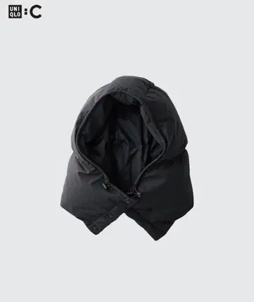 택 포함 새상품 유니클로 C 나일론 후디드 넥워머 블랙