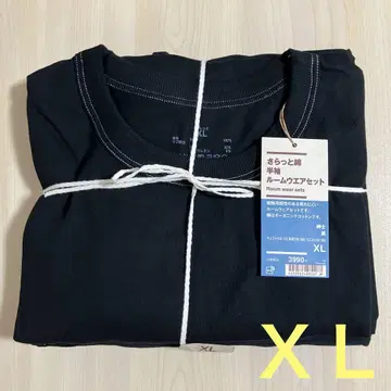 무인양품 '사라토 면 반팔 룸웨어 세트 (블랙, XL)'