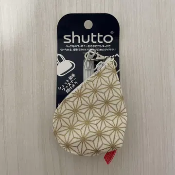 shutto 파우치 소품함 케이스 린넨 잎 골드 화이트