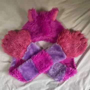 체셔 고양이 후드 부착 머플러