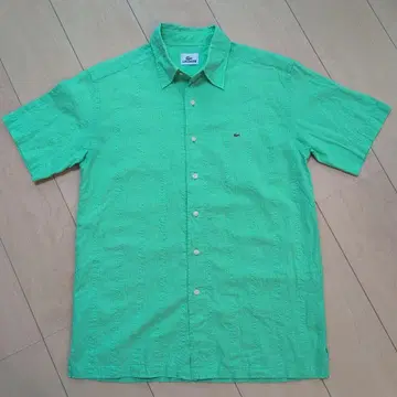 LACOSTE 라코스테 남성용 그린 반팔 셔츠 사이즈 2