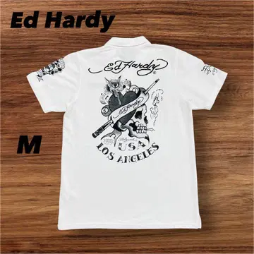 Ed Hardy 에드하디 피케 셔츠 화이트 화이트 M 스컬