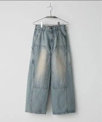 WYM 더블 무릎 곡선 솔기 루즈 핏 데님