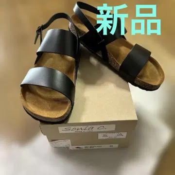 빔즈 가죽 블랙 남성용 샌들 42