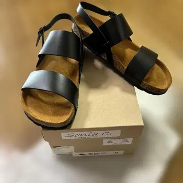 beams 소가죽 블랙 남성용 샌들 42