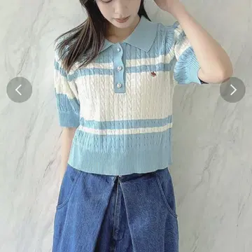 dazzlin POLO 콜라보 케이블 폴로 니트 탑 블루 미사용 새상품