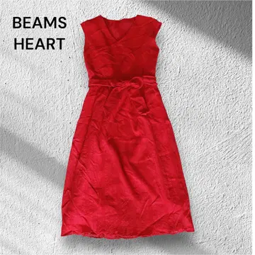 BEAMS HEART 빔즈 슬리브리스 원피스 빨간색 여름