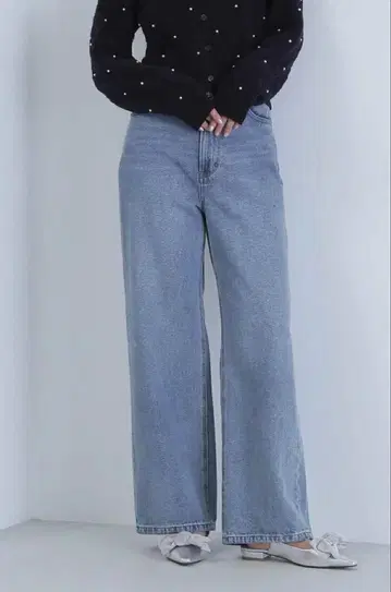 NATURAL BEAUTY 와이드 스트레이트 데님 팬츠 M 라이트 블루