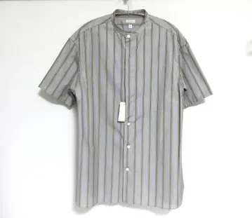 새상품 DRESSTERIOR 스탠드 카라 스트라이프 반팔 셔츠 S