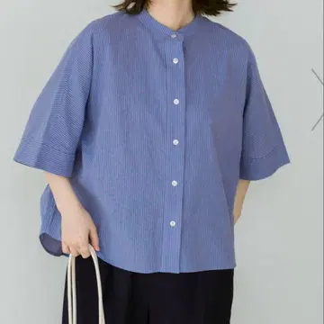 studio CLIP 싱글 거즈 돌먼 5부 소매 밴딩 셔츠