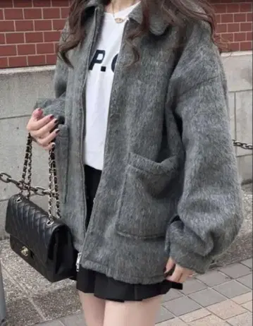그레이 지퍼 업 아우터 F 사이즈