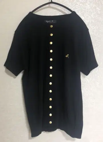 agnes b 블랙 숏 슬리브 니트