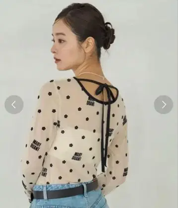 마리콴트 플로키 프린트 로고 시어 리본 포함