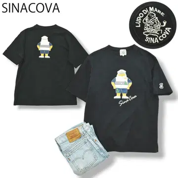 일본제 시나코바 SINACOVA 반팔 양면 프린트 티셔츠 L 네이비