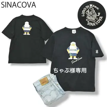 일본제 시나코바 SINACOVA 반팔 양면 프린트 티셔츠 L 네이비