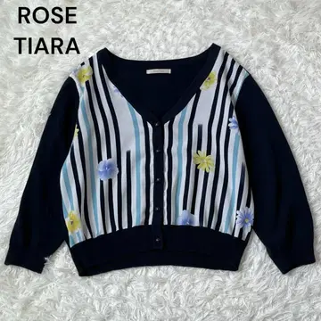 RoseTiara 로즈 티아라 스트라이프 꽃무늬 가디건 38