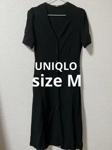 미사용 유니클로 UNIQLO 여성용 반팔 롱 원피스 M 블랙