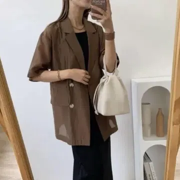 시어 하프 슬리브 자켓 초콜릿