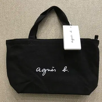 미사용 새상품 agnes b. 로고 토트백 코튼 블랙