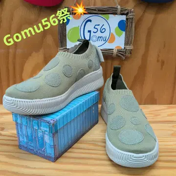 Gomu56 부드러운 니트 소재 도트 무늬 슬립온 L 사이즈