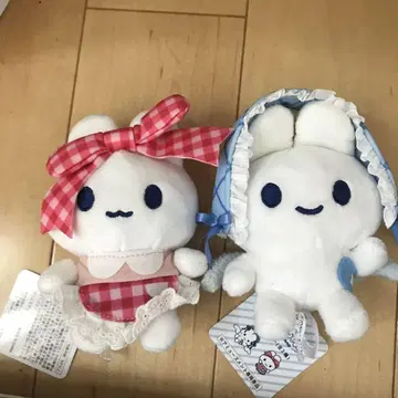 야사우사짱 리본 마스코트 블루 메이드 리본 깅엄 리본 2개