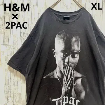 H&M 에이치앤엠 2pac 랩 콜라보 티셔츠 빅 로고 반팔 XL