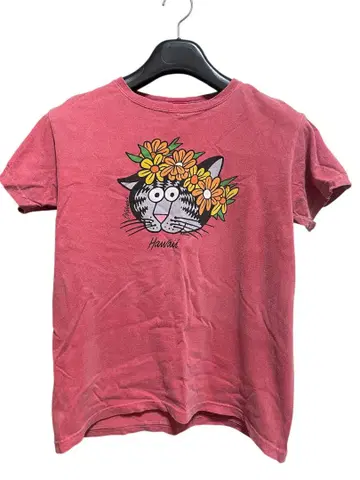 crazy shirts 고양이 빨간색 티셔츠 하와이