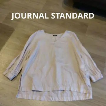 저널 스탠다드 린넨 V넥 블라우스 보라색