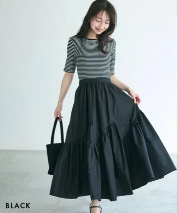 basement online 개더 절개 스커트 블랙 프리 사이즈