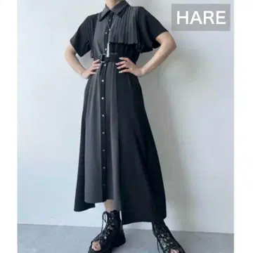 HARE 플라시 플리츠 절개 원피스 S