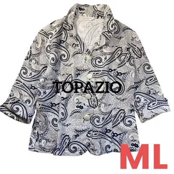 TOPAZIO 페이즐리 무늬 코튼 썸머 자켓 ML 7부 소매 면100%