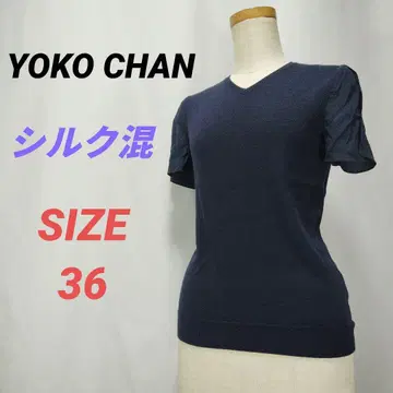 YOKO CHAN 요코짱 티셔츠 슬릿 소매 실크 혼방 여성용