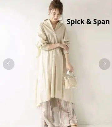 Spick & Span 스키퍼 셔츠 원피스 긴팔 베이지