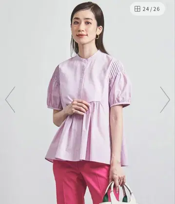 UNITED ARROWS EMBOS 핀턱 숏 슬리브 블라우스