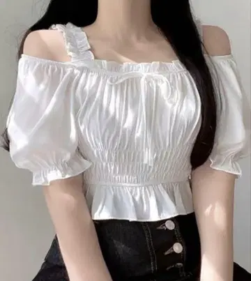 오프숄더 셔링 상의