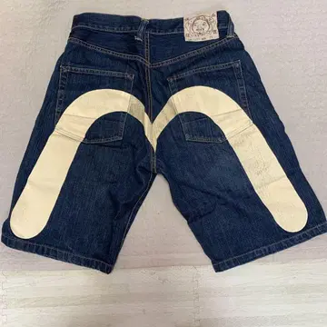 에비수 EVISU 데님 W32 오오구로 빅 카모메 하프 팬츠