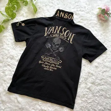 VANSON 반슨 피케 셔츠 자수 블랙 스컬 L
