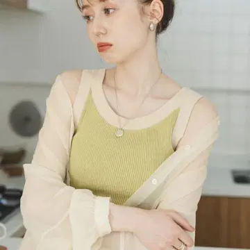 hinari 배색 니트 탱크탑