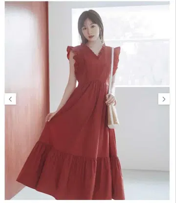 내추럴 뷰티 베이직 슬리브리스 원피스 빨간색