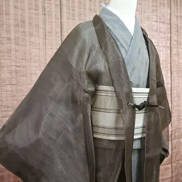 즉시 입을 수 있는 브라운 색상의 겉옷, 오간자