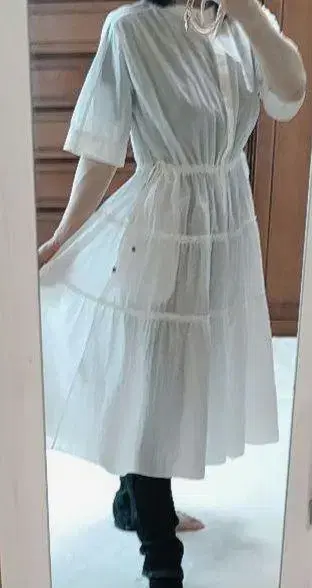 MORABITO 모라비토 티어드 롱 원피스 셔츠 겉옷