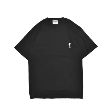 DOUBLE STEAL 탭 자수 티셔츠 942-12010 BK L