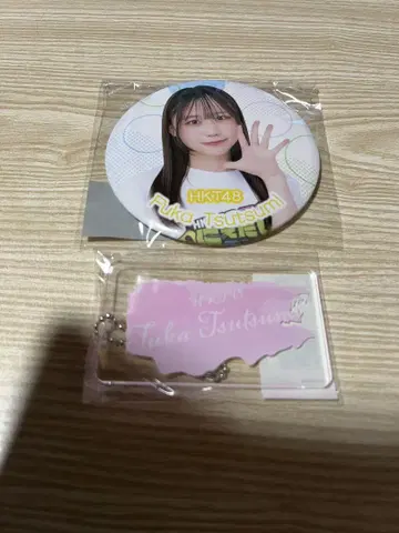 HKT48 쓰미 카에데 캔뱃지 키링 세트