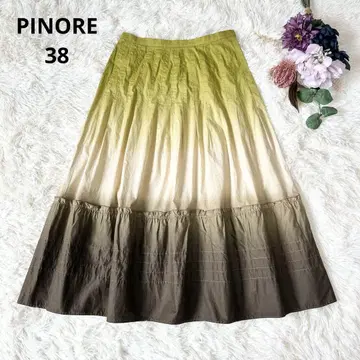 PINORE 피노레 그라데이션 스커트 종아리 기장 핀턱 프릴