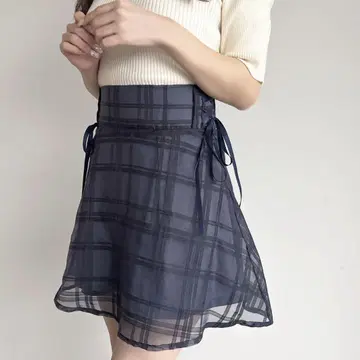 하이 웨스트 사이드 레이스업 스커트