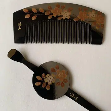 앤티크 빗 비녀 벚꽃 명장 신잔 블랙 세트